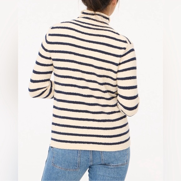 J. Crew Factory Cozy Rollneck Pullover Beach Sweater Striped Sz Medium blue - Picture 2 of 9